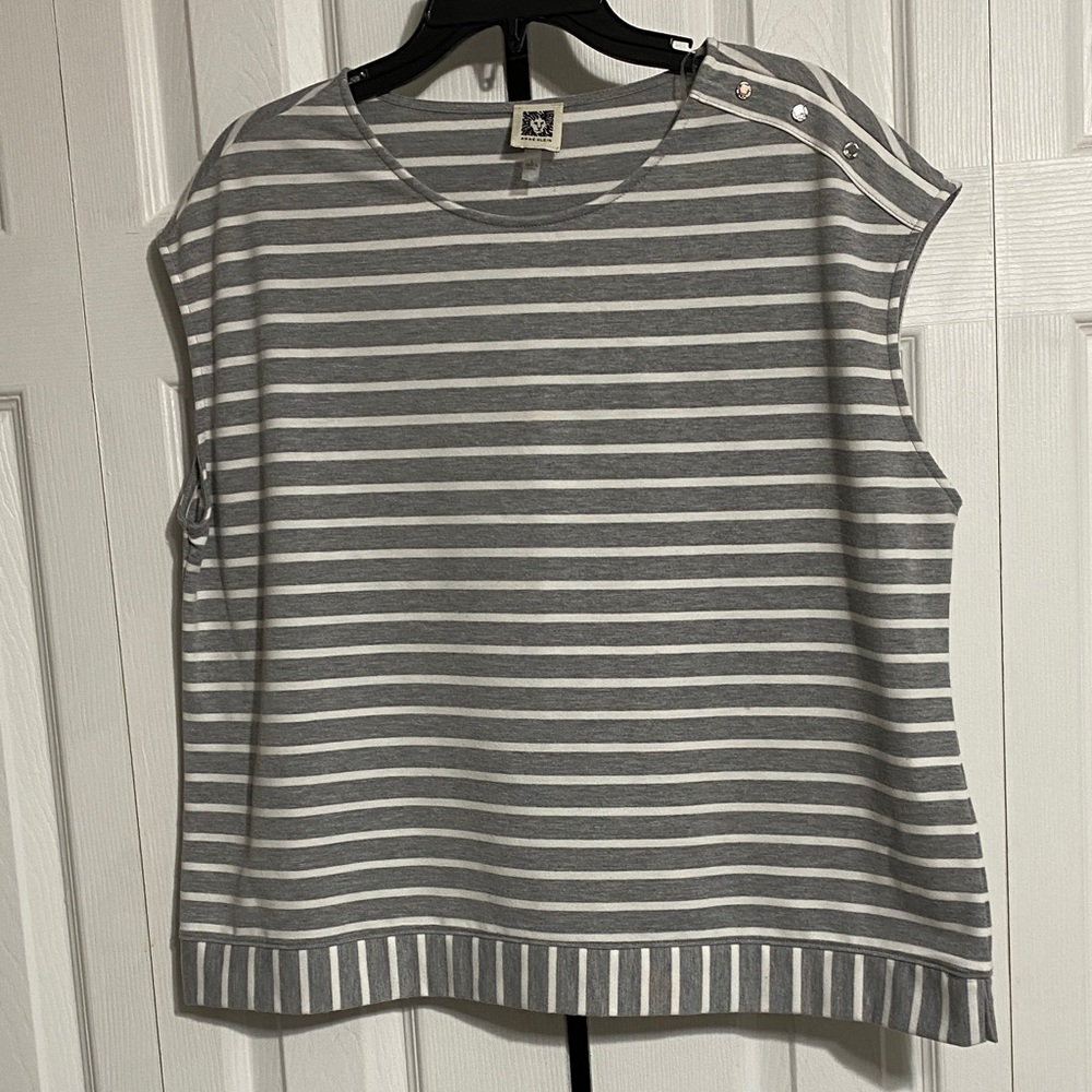 Anne Klein cotton knit sleeveless tee shirt top size LARGE